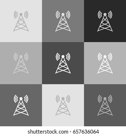 Antenna sign illustration. Vector. Grayscale version of Popart-style icon.