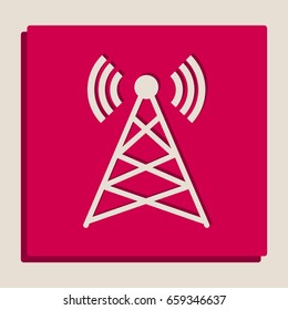 Antenna sign illustration. Vector. Grayscale version of Popart-style icon.