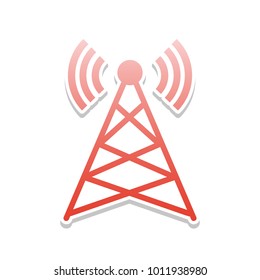 Antenna sign illustration. Vector. Reddish icon with white and gray shadow on white background. Isolated.