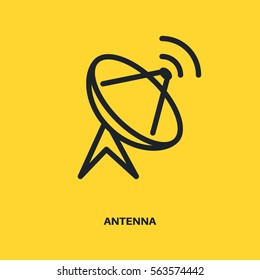 Antenna sign line vector icon. Satellite antenna line vector icon. Broadcast sign line icon.