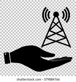 Antenna sign. Save or protect symbol by hand