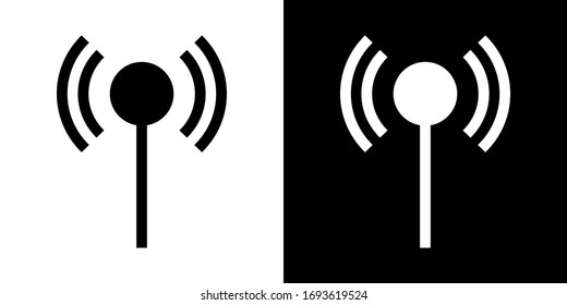 Antenna Signal. Glyph Icon in White and Black Version.