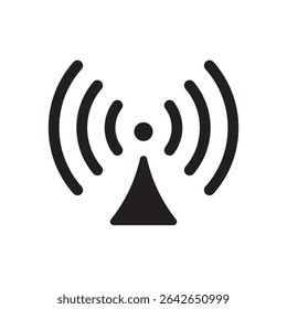  antenna signal icon. Bold antenna with wave signals, best for telecommunications or satellite concepts.