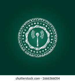 antenna signal icon drawn with chalkboard texture