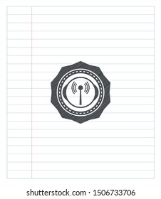 antenna signal icon emblem with pencil effect. Vector Illustration. Detailed.