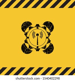 antenna signal icon grunge warning sign emblem. Vector Illustration. Detailed.