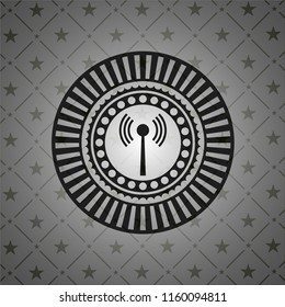 antenna signal icon inside dark emblem