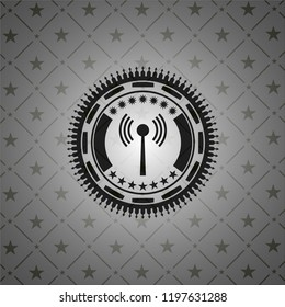 antenna signal icon inside dark badge or emblem