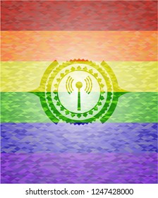 antenna signal icon inside lgbt colors emblem 