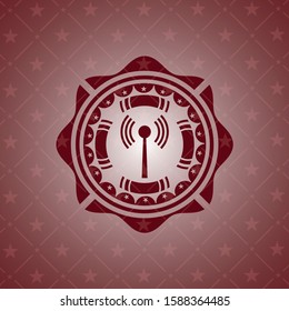 antenna signal icon inside red icon or emblem