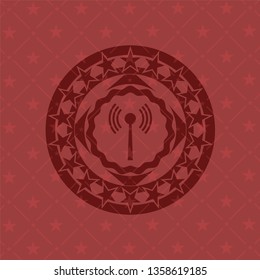 antenna signal icon inside retro style red emblem