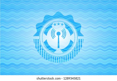 antenna signal icon inside water emblem.