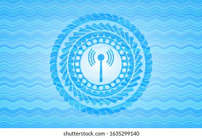 antenna signal icon inside water wave badge.