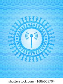 antenna signal icon inside water concept emblem background.