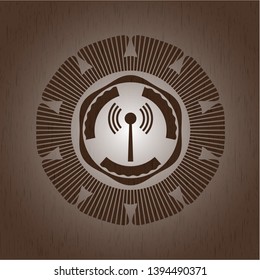 antenna signal icon inside wood signboards