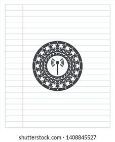 antenna signal icon pencil emblem. Vector Illustration. Detailed.