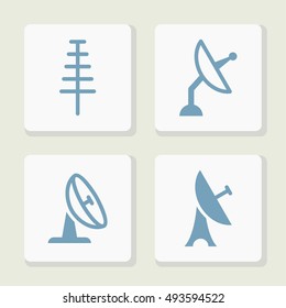 Antenna Signal and Radio Broadcast Related Vector Icons.