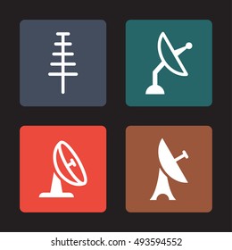 Antenna Signal and Radio Broadcast Related Vector Icons.