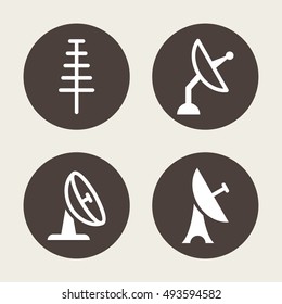 Antenna Signal and Radio Broadcast Related Vector Icons.