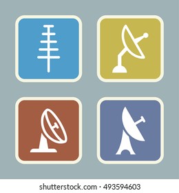 Antenna Signal and Radio Broadcast Related Vector Icons.