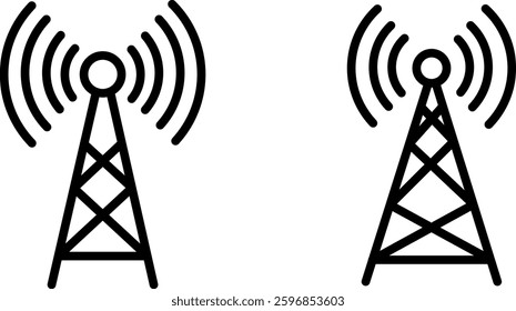 "Antenna or Signal Receiving Tower Icon Representing Communication, Signal Transmission, and Wireless Technology"