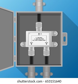 Antenna Signal Splitter in Electrical Cabinet Connect