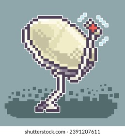 antenna with signal strength, pixel art illustrations and vector illustrations for satellite dish