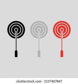 Antenna signal vector background, color black gray red flat style