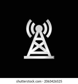 Antenna silver plated metallic icon