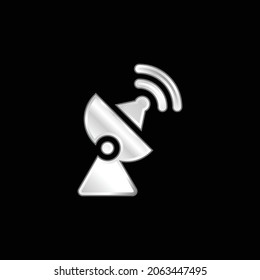 Antenna silver plated metallic icon