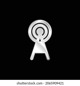 Icono metálico plateado de antena