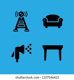 antenna, table, sofa and watering icons vector in sample icon set for web and graphic design
