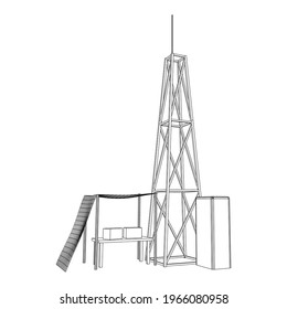 Antenna. Telecommunications signal transmitter radio tower. Communications concept. Wireframe low poly mesh vector illustration