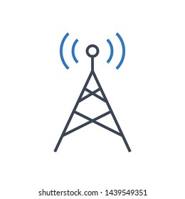 Antenna Tower Broadcast Signal Icon Stock Vector (Royalty Free ...