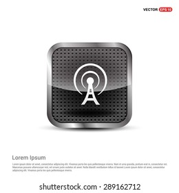 antenna tower icon - abstract logo type icon - Realistic Silver metal button abstract background. Vector illustration