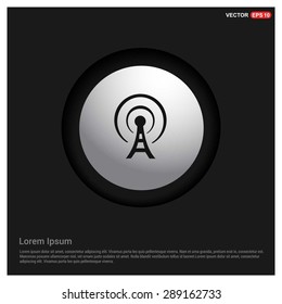 antenna tower icon - abstract logo type icon - Realistic Silver metal button abstract black background. Vector illustration