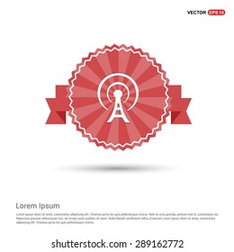 antenna tower icon - abstract logo type icon - Retro vintage badge and label red background. Vector illustration