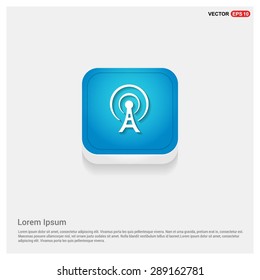 antenna tower icon - abstract logo type icon - blue abstract 3d button with light board and shadow on gray background. Vector illustration