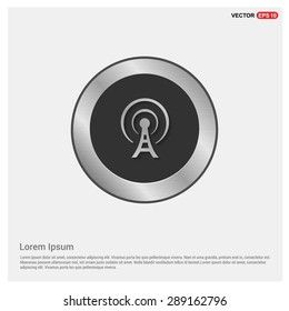 antenna tower icon - abstract logo type icon - Realistic Silver metal button abstract background. Vector illustration