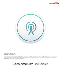 antenna tower icon - abstract logo type icon - turquoise icon on white button background. Vector illustration
