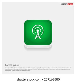 antenna tower icon - abstract logo type icon - green abstract 3d button with light board and shadow on gray background. Vector illustration