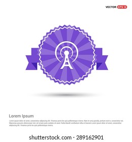 antenna tower icon - abstract logo type icon - Retro vintage badge and label Purple background. Vector illustration