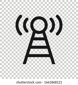Antenna tower icon in flat style. Broadcasting vector illustration on white isolated background. Wifi business concept.