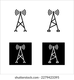 Antenna tower icon in flat style. Broadcasting vector illustration on white background. Wifi business concept.
