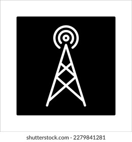 Antenna tower icon in flat style. Broadcasting vector illustration on white background. Wifi business concept.