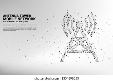 Antenna Tower icon polygon style from dot and line connection. Concept of telecommunication mobile and data technology