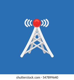 Antenna tower icon with signal. Vector illustration.