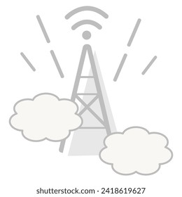 Antenna tower icon. Wireless radio signal symbol.Vector illustration.