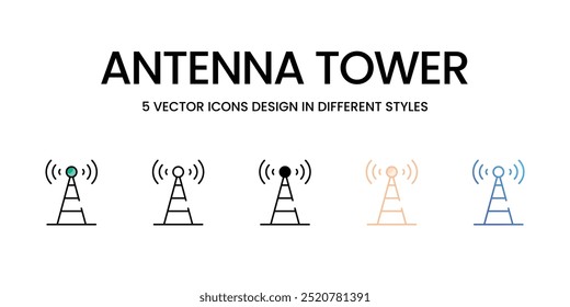 Antena Torre ícones definido pronto para usar ícone de vetor ilustração de stock