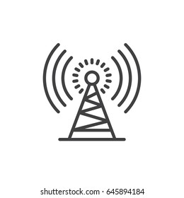 Antenna tower line icon, outline vector sign, linear style pictogram isolated on white. Symbol, logo illustration. Editable stroke. Pixel perfect